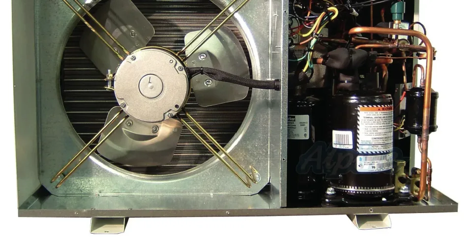 Ductless mini-split outdoor condenser unit cutaway diagram showing internal components